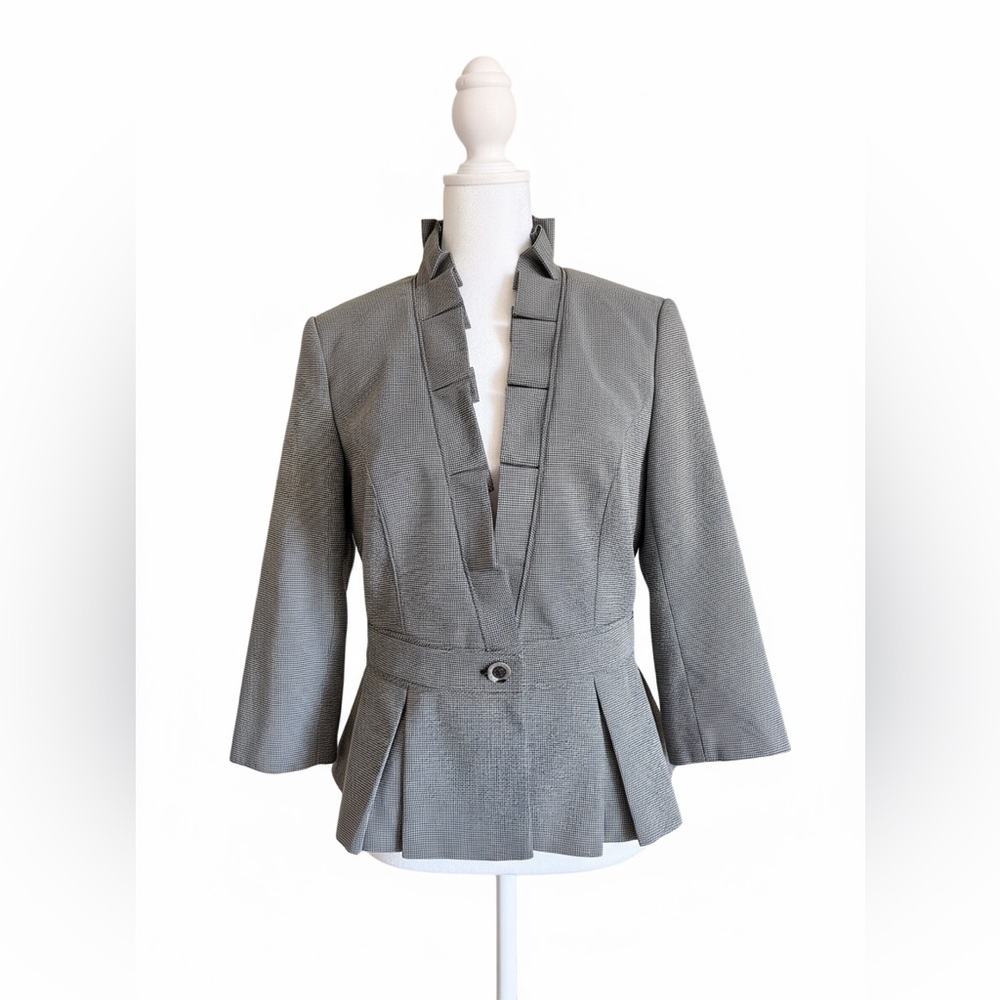 White House Black Market Silver Blazer with Pleated Details